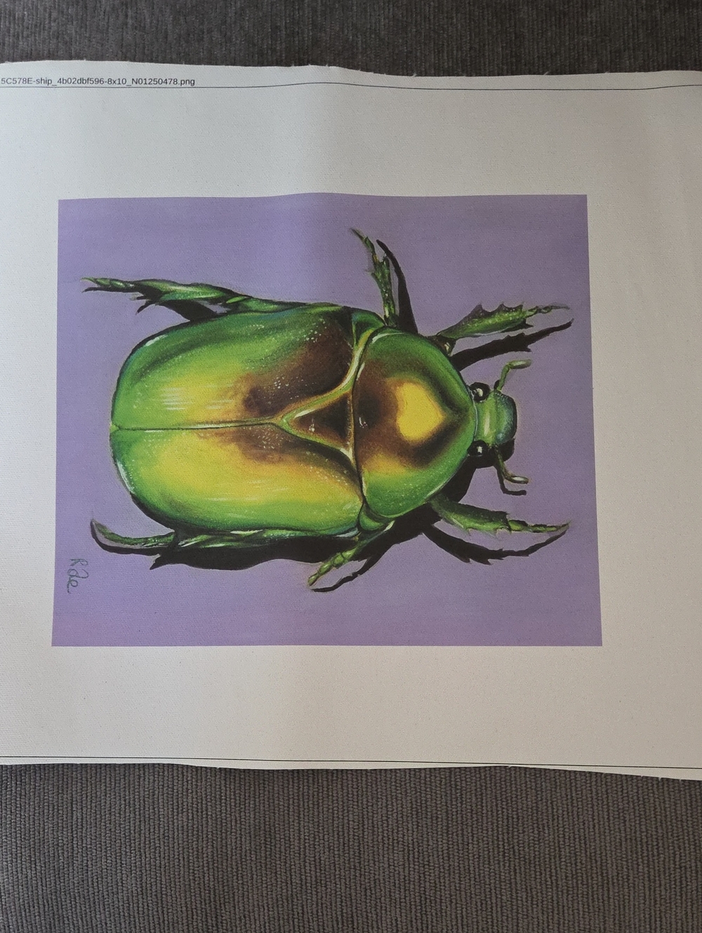 Green Beetle Art Print by - Vibrant Green Home Art